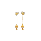 22K Yellow Gold CZ Hanging Earrings | Stylish Fancy Long Drops
