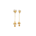 22K Yellow Gold CZ Hanging Earrings | Stylish Fancy Long Drops