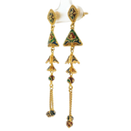 22K Yellow Gold Meenakari Long Earrings | Traditional Designer Drops