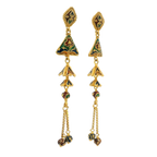 22K Yellow Gold Meenakari Long Earrings | Traditional Designer Drops