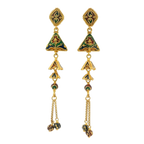 22K Yellow Gold Meenakari Long Earrings | Traditional Designer Drops