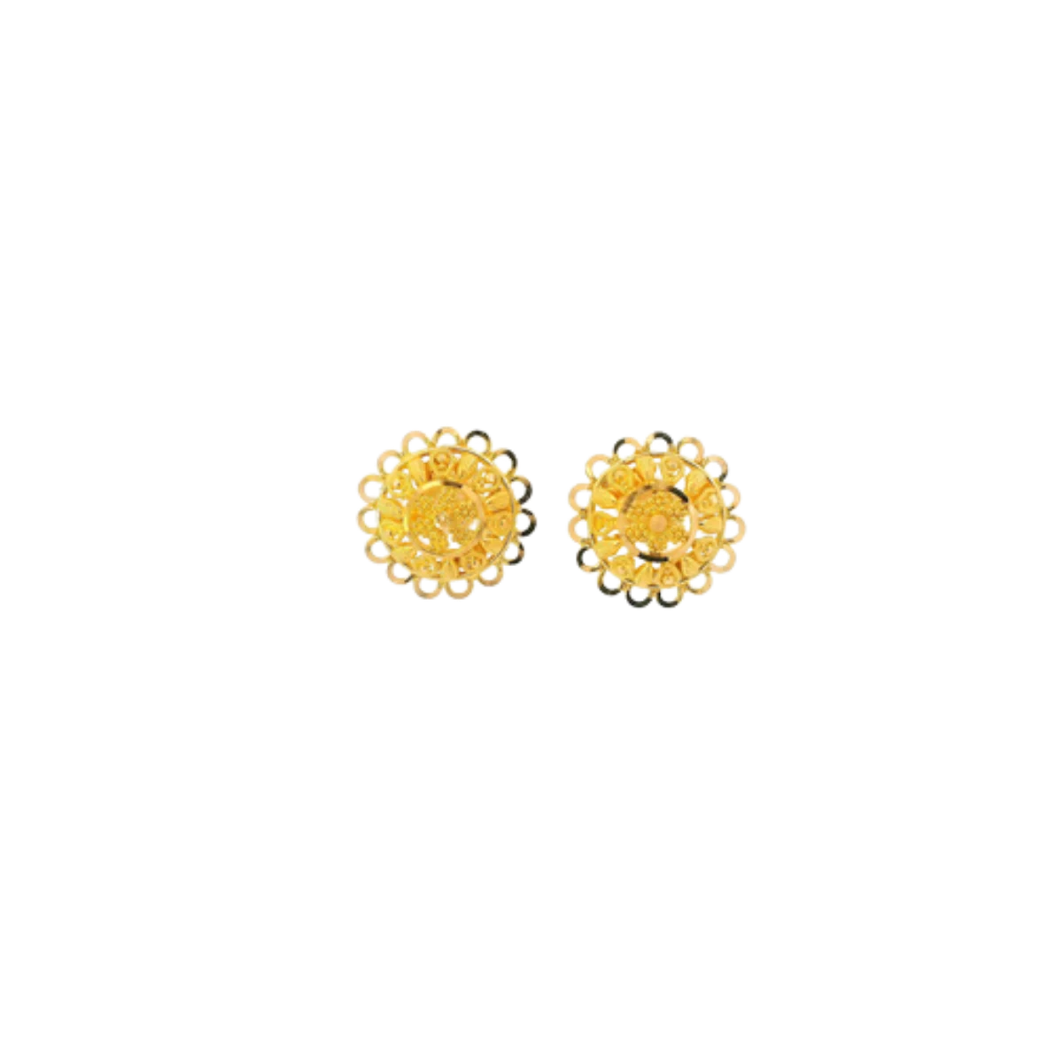 22K Yellow Gold Traditional Stud Earrings | Elegant Polished Tops
