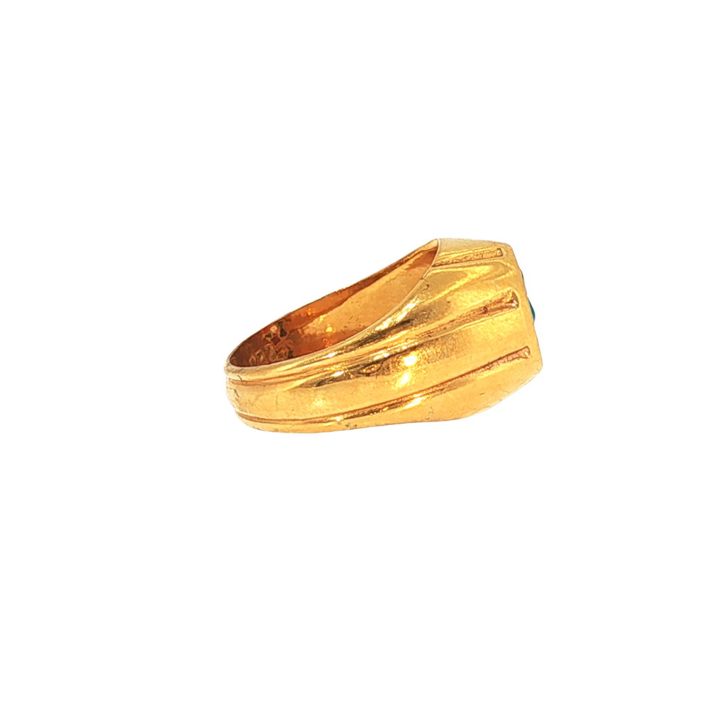 Elegant 22K Yellow Gold Colored Stone Ring – 11.3g Classic Statement Design