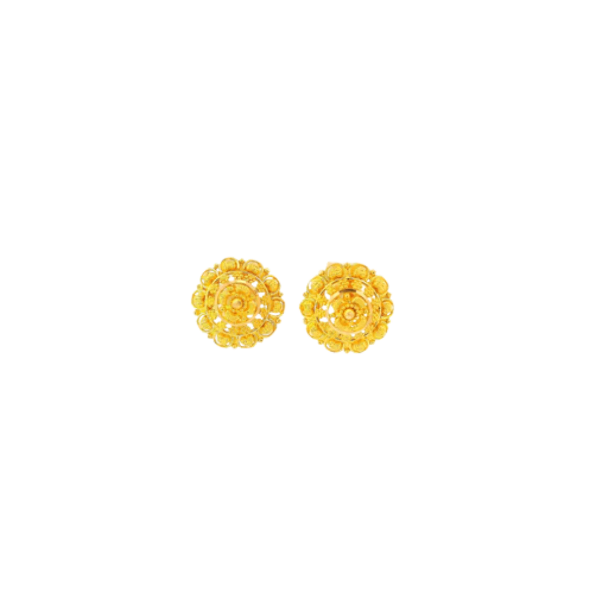 22K Yellow Gold Traditional Stud Earrings | Elegant Polished Tops