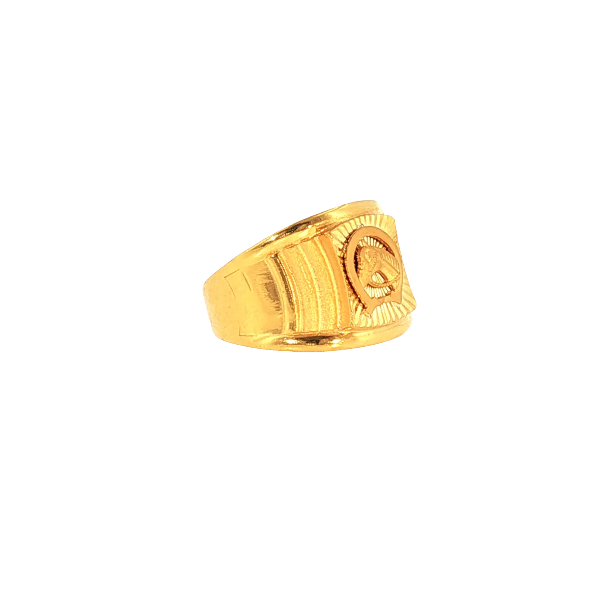 22K Yellow Gold Fancy Men’s Ring – Size 8.5, 4.9g with Cubic Zirconia
