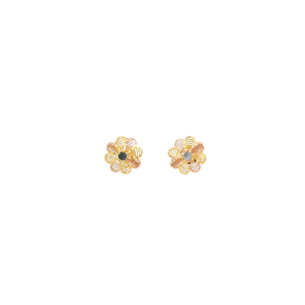 22K Two-Tone Gold Stud Earrings | Lightweight Polished Tops