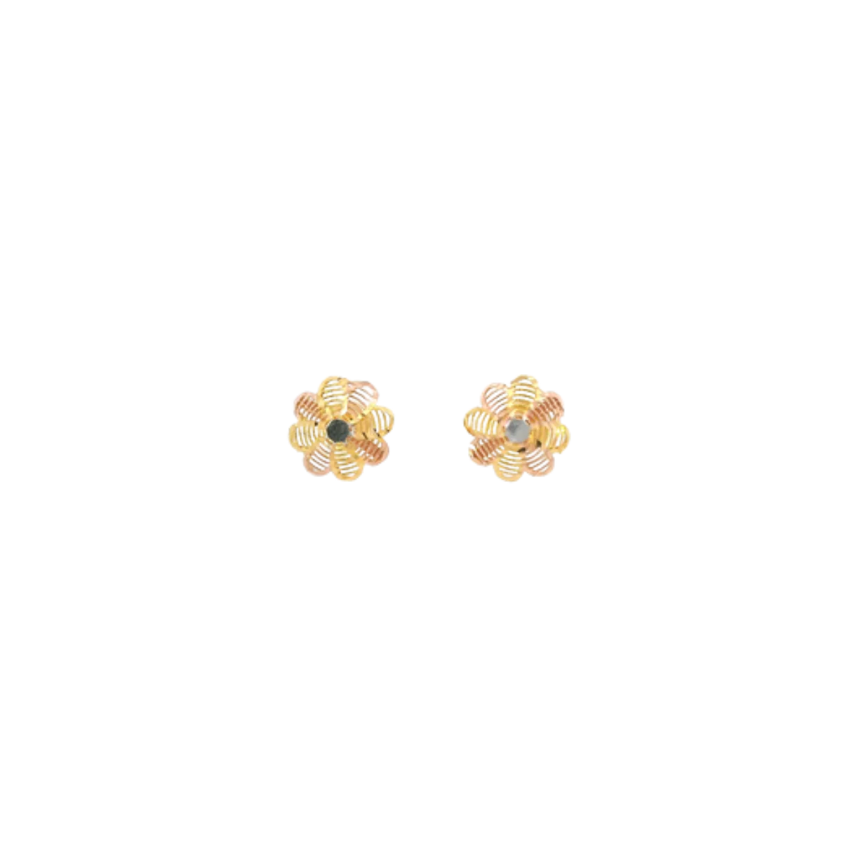 22K Two-Tone Gold Stud Earrings | Lightweight Polished Tops
