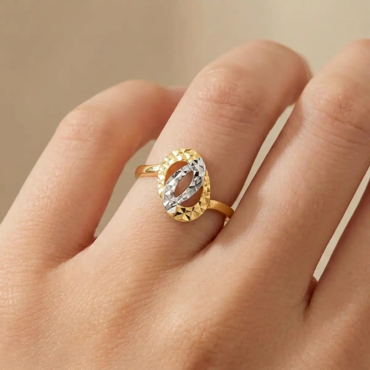 22K Yellow + White Gold Ladies Ring