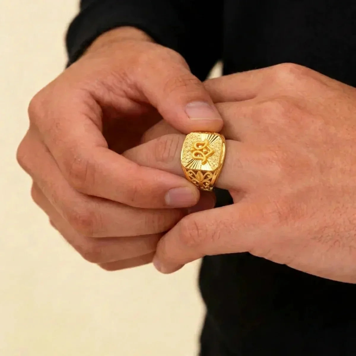 22K Yellow Gold Elegant Symbol Ring