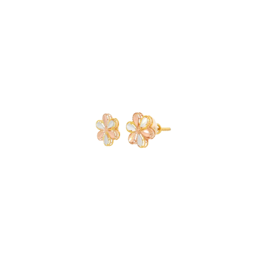 22K Two-Tone Gold Stud Earrings | Elegant Polished Tops