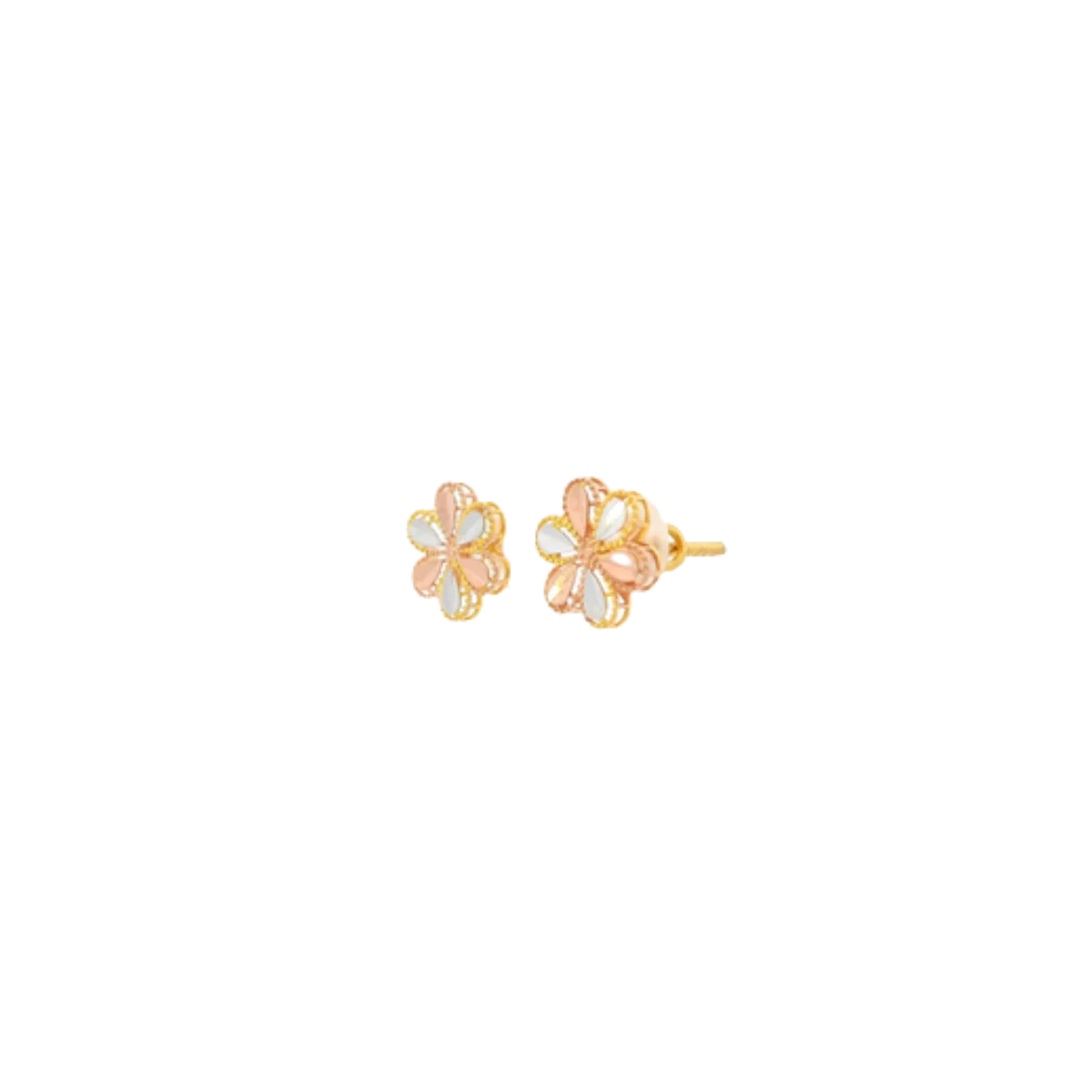 22K Two-Tone Gold Stud Earrings | Elegant Polished Tops