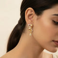 18K Yellow Gold Hoop Earrings with Cubic Zirconia