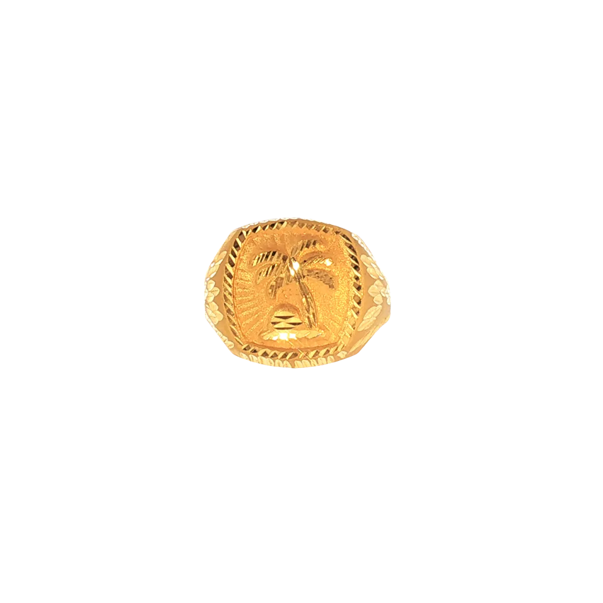 22K Yellow Gold Fancy Men’s Ring – Size 12, 5.5g with Cubic Zirconia