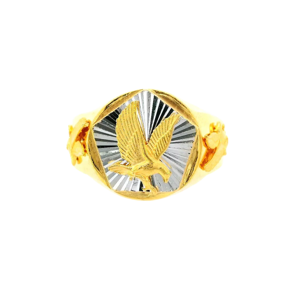 Two-Tone 22K Yellow & White Gold Men’s Ring – 5.9g, Size 10.2