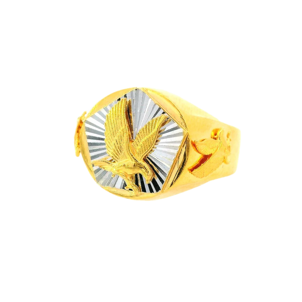 Two-Tone 22K Yellow & White Gold Men’s Ring – 5.9g, Size 10.2