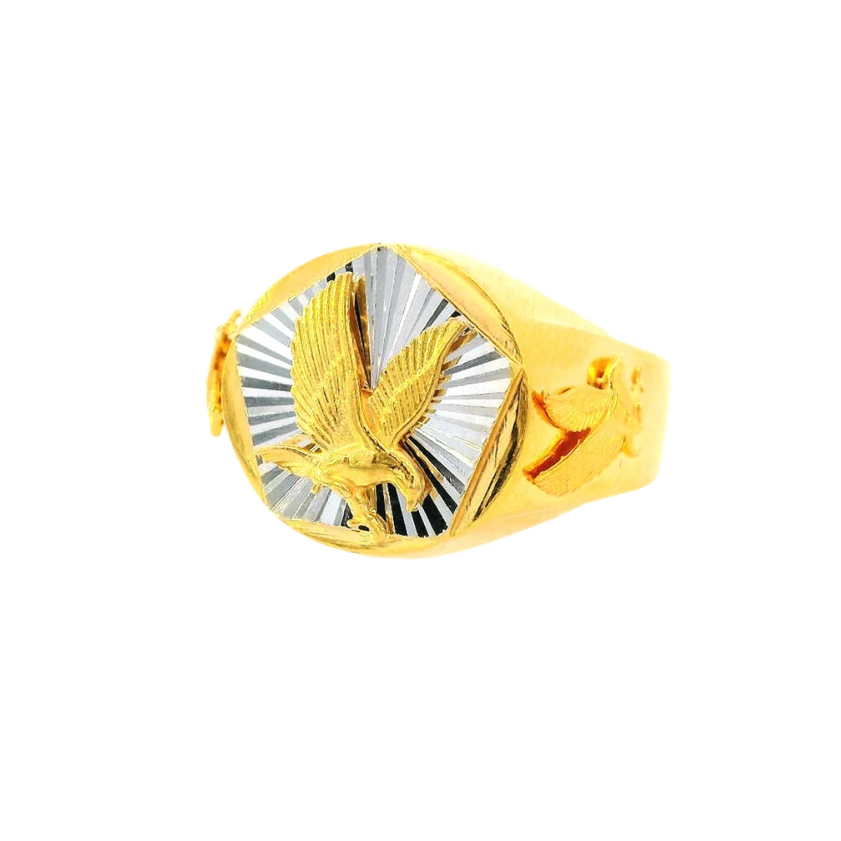 Two-Tone 22K Yellow & White Gold Men’s Ring – 5.9g, Size 10.2