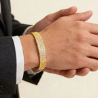 22K Yellow Gold Cubic Zirconia Studded Bracelet with Open Box Lock
