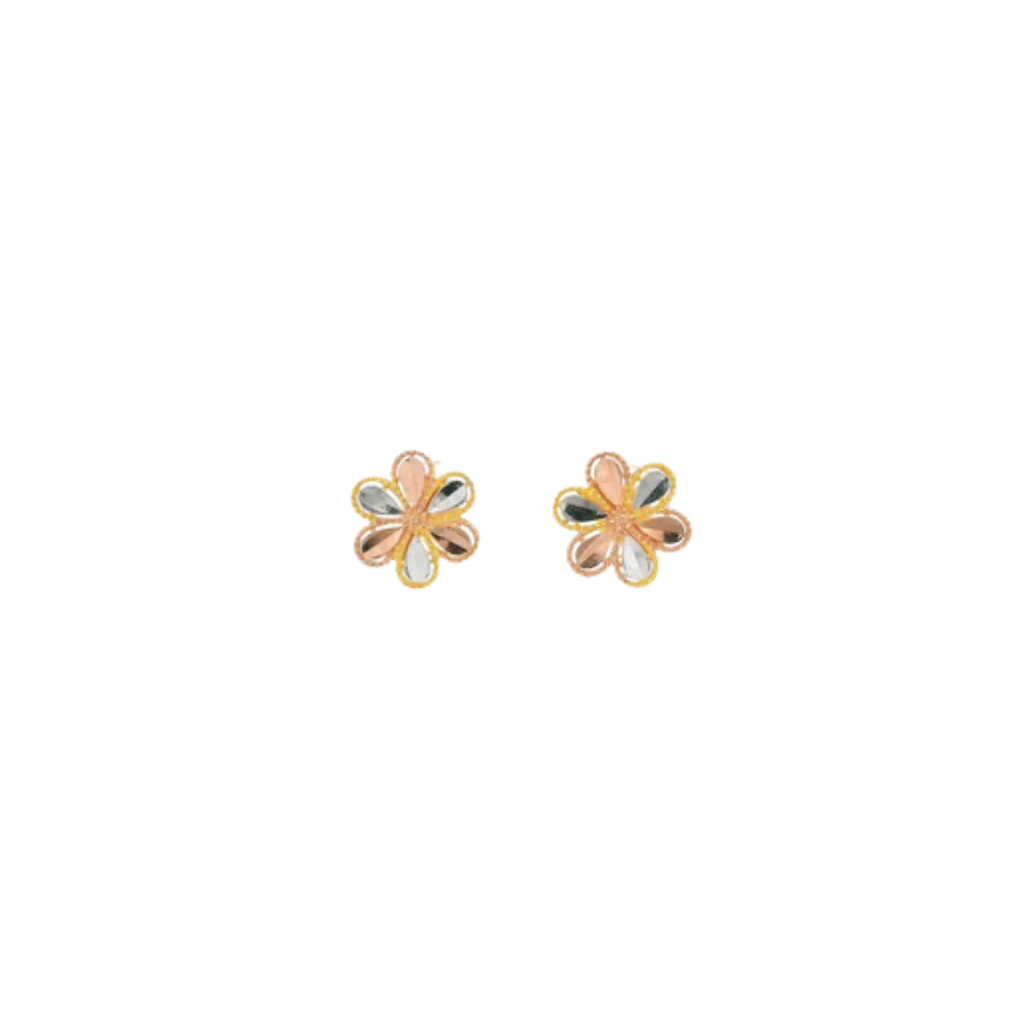 22K Two-Tone Gold Stud Earrings | Elegant Polished Tops
