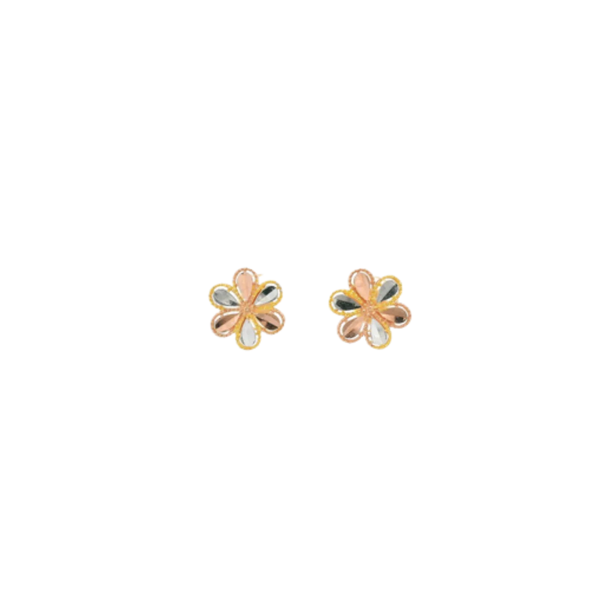 22K Two-Tone Gold Stud Earrings | Elegant Polished Tops