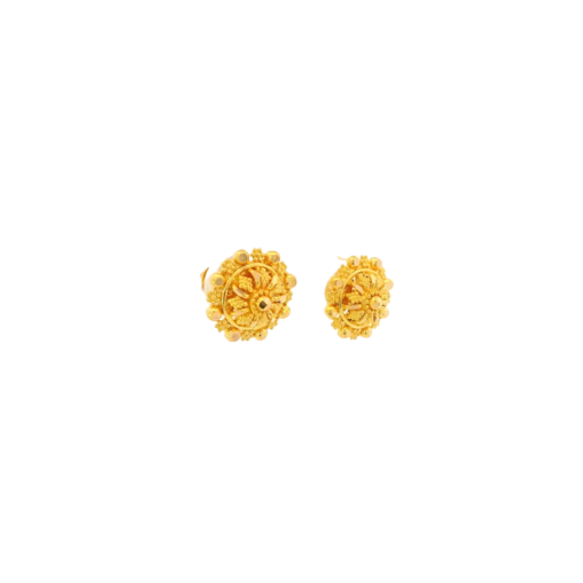 22K Yellow Gold Traditional Stud Earrings | Lightweight Polished Tops