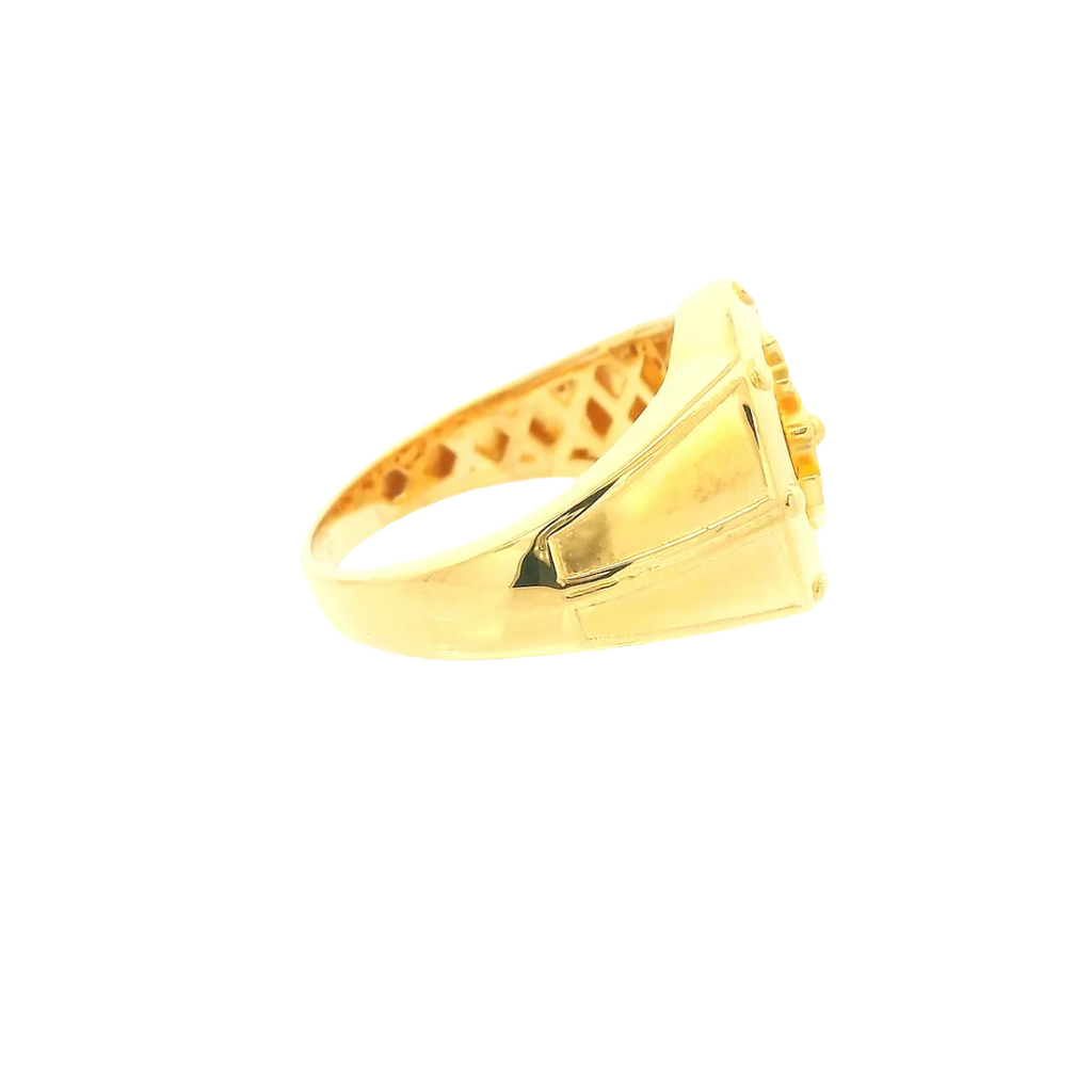 22K Men’s Yellow Gold Fancy Ring – 10.3g, Polished Finish, Resizable, Size 9.5