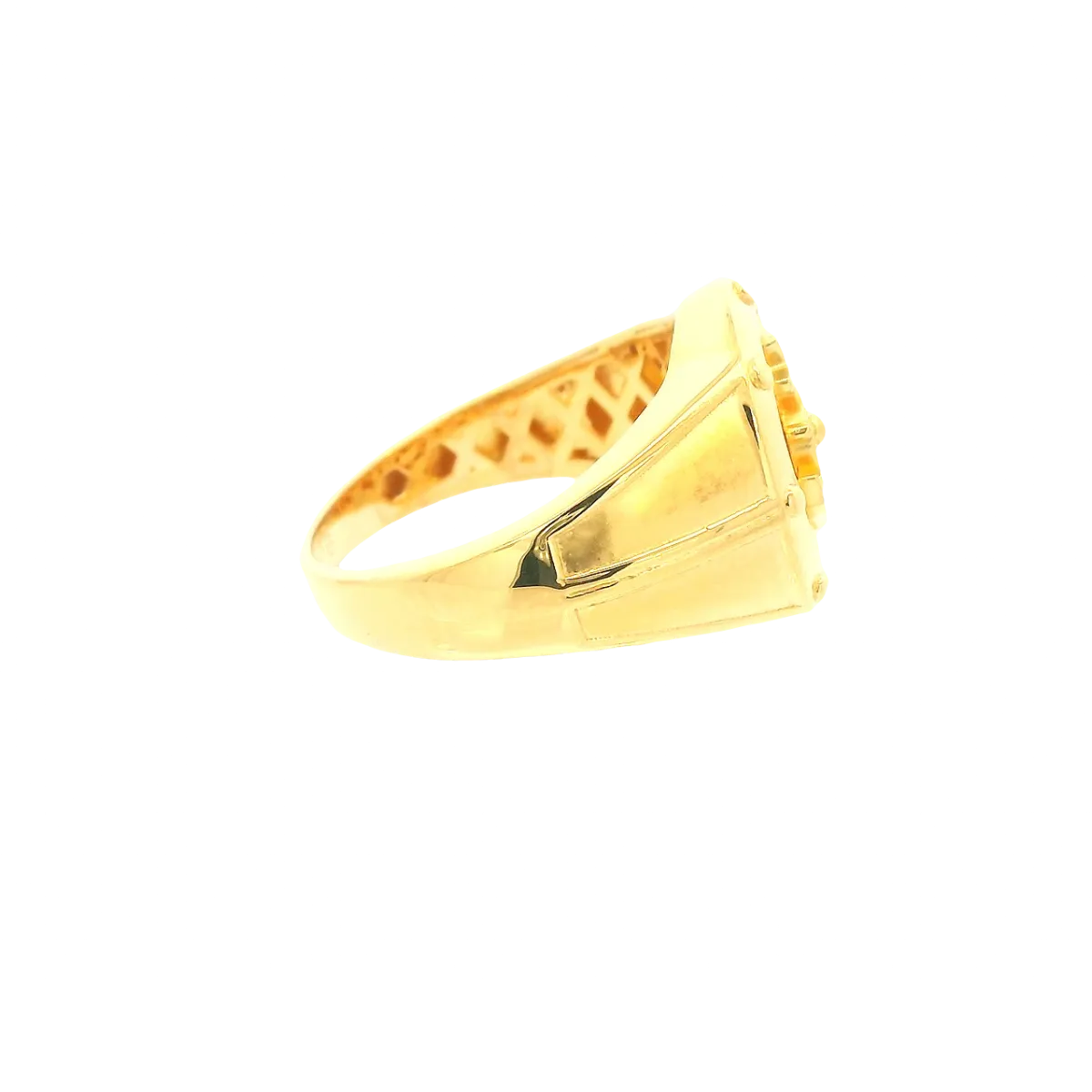 22K Men’s Yellow Gold Fancy Ring – 10.3g, Polished Finish, Resizable, Size 9.5