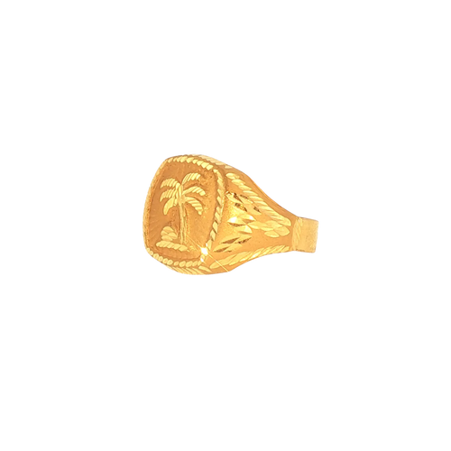 22K Yellow Gold Fancy Men’s Ring – Size 12, 5.5g with Cubic Zirconia