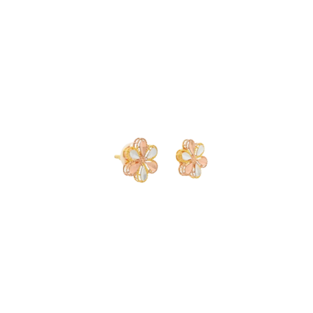 22K Two-Tone Gold Stud Earrings | Elegant Polished Tops