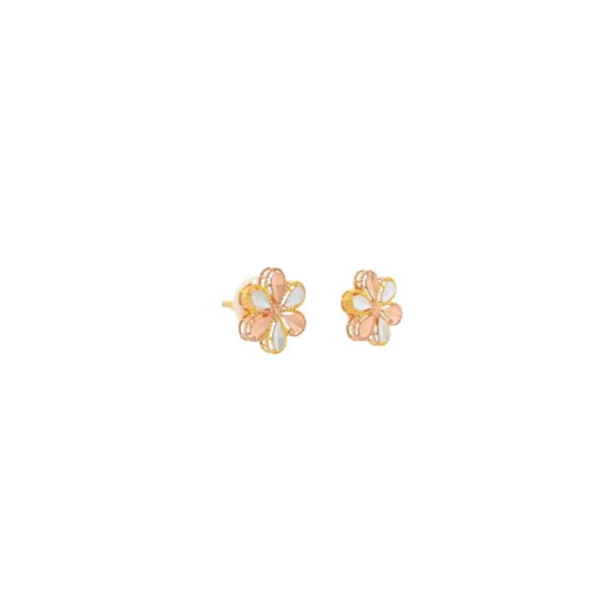 22K Two-Tone Gold Stud Earrings | Elegant Polished Tops