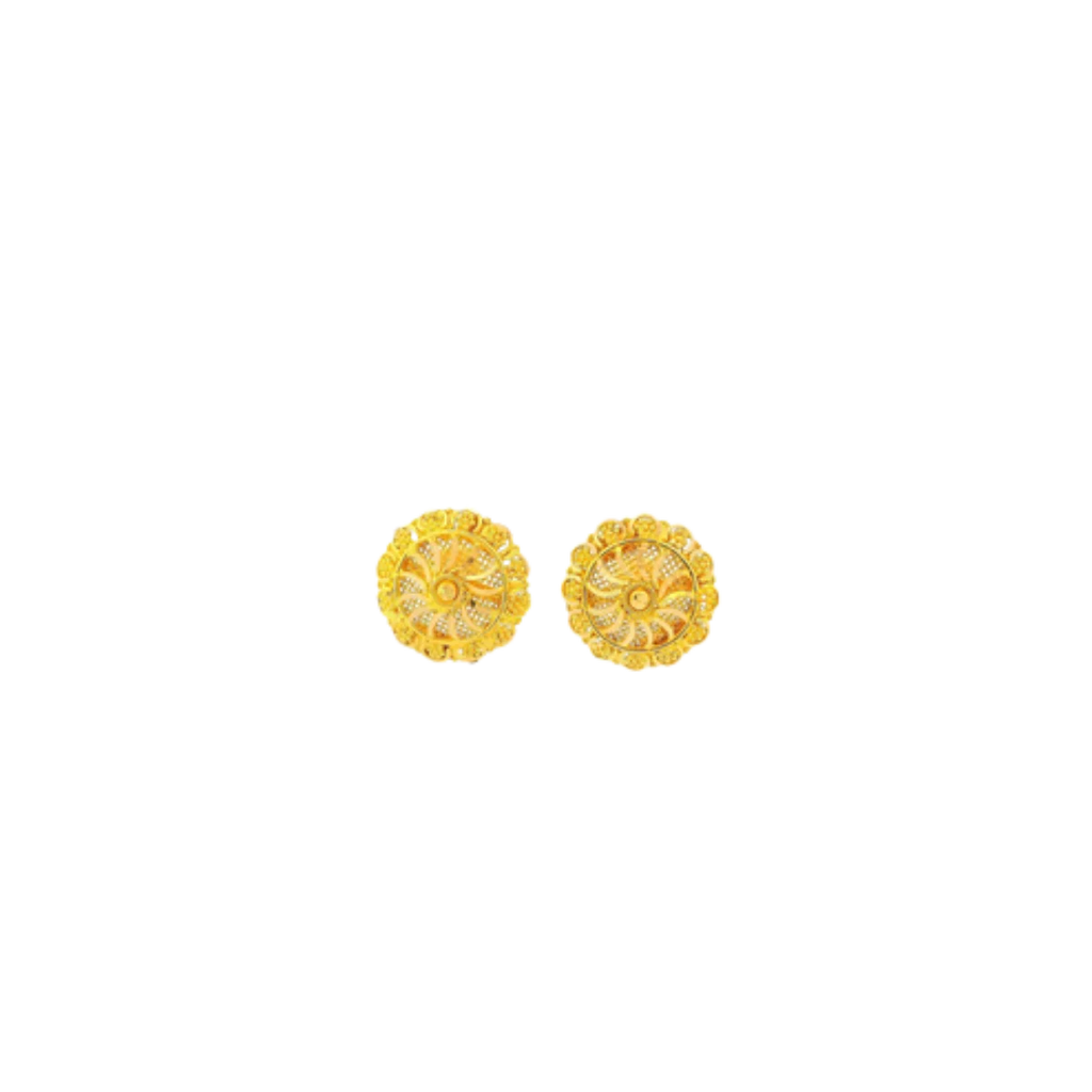 22K Yellow Gold Traditional Stud Earrings | Classic Polished Tops