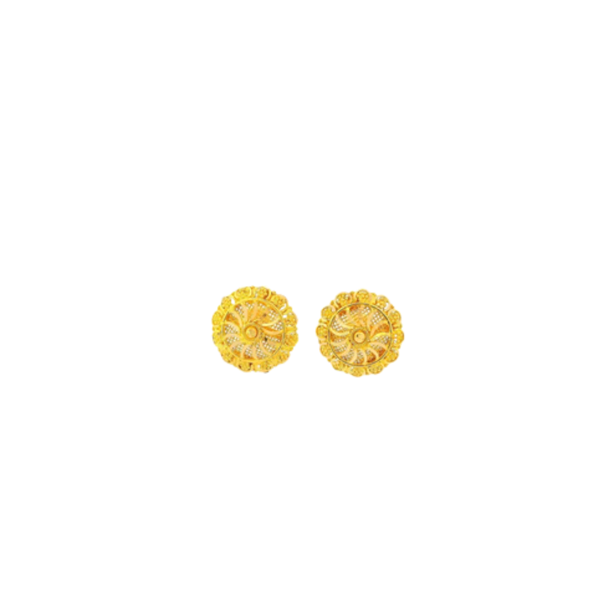 22K Yellow Gold Traditional Stud Earrings | Classic Polished Tops