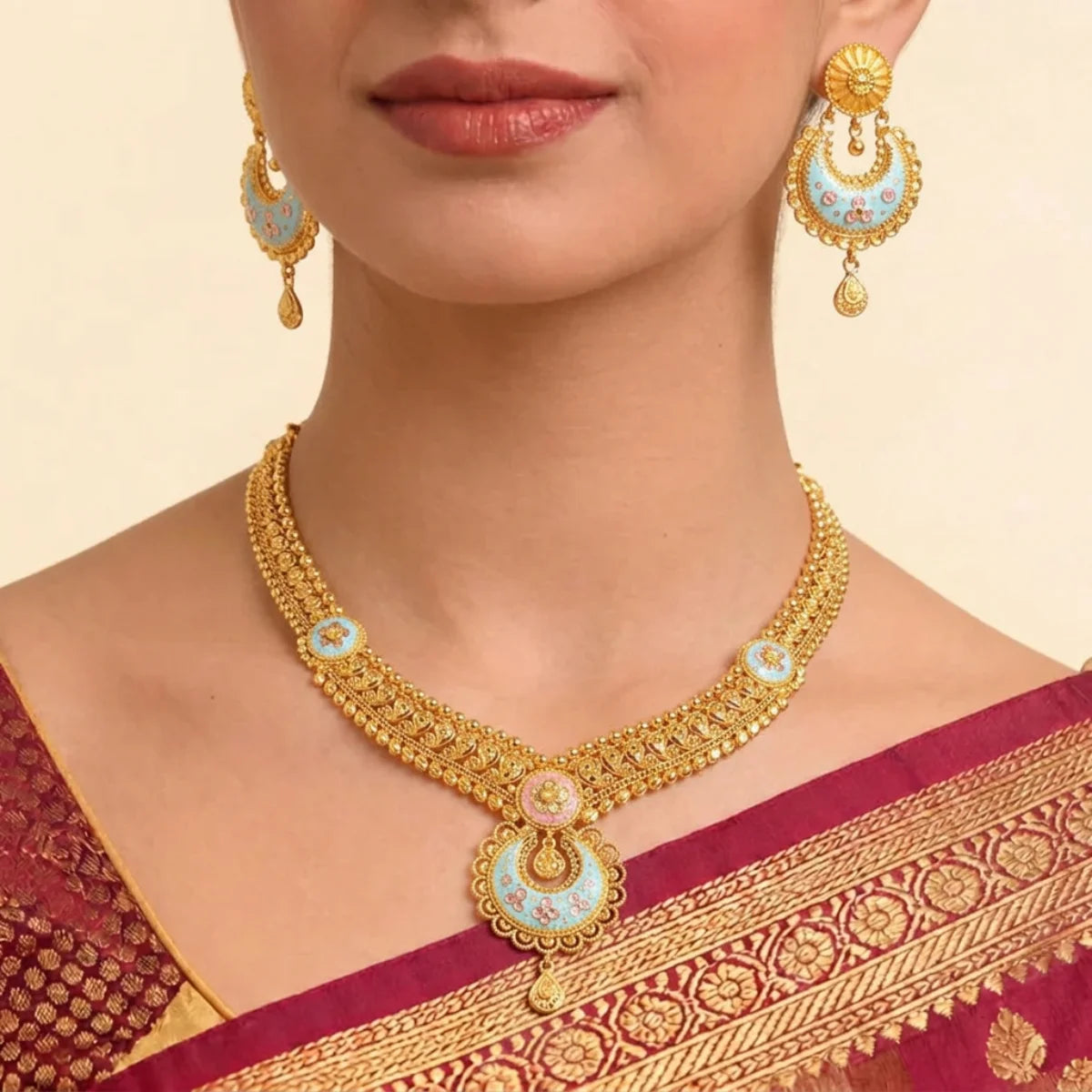 22K Three-Strand Yellow Gold Layered Bead Necklace