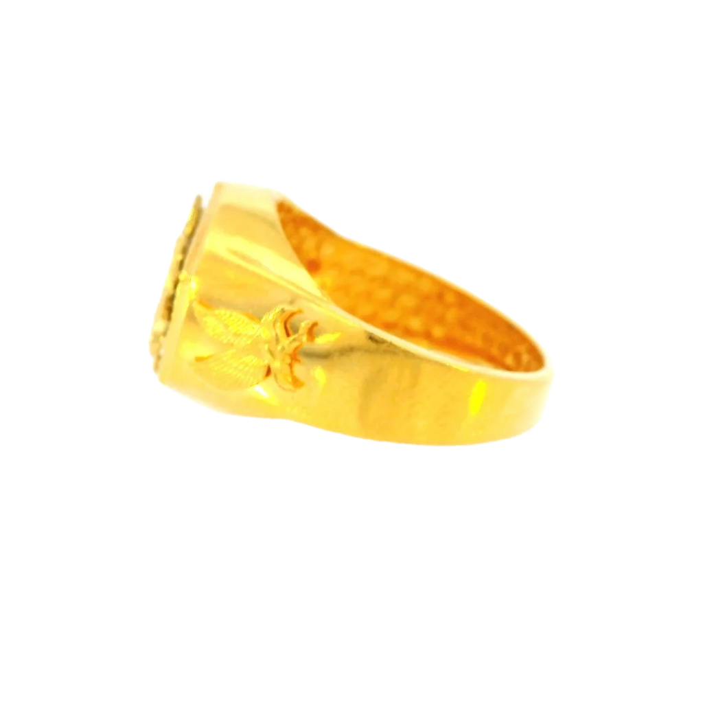 Two-Tone 22K Yellow & White Gold Men’s Ring – 5.9g, Size 10.2