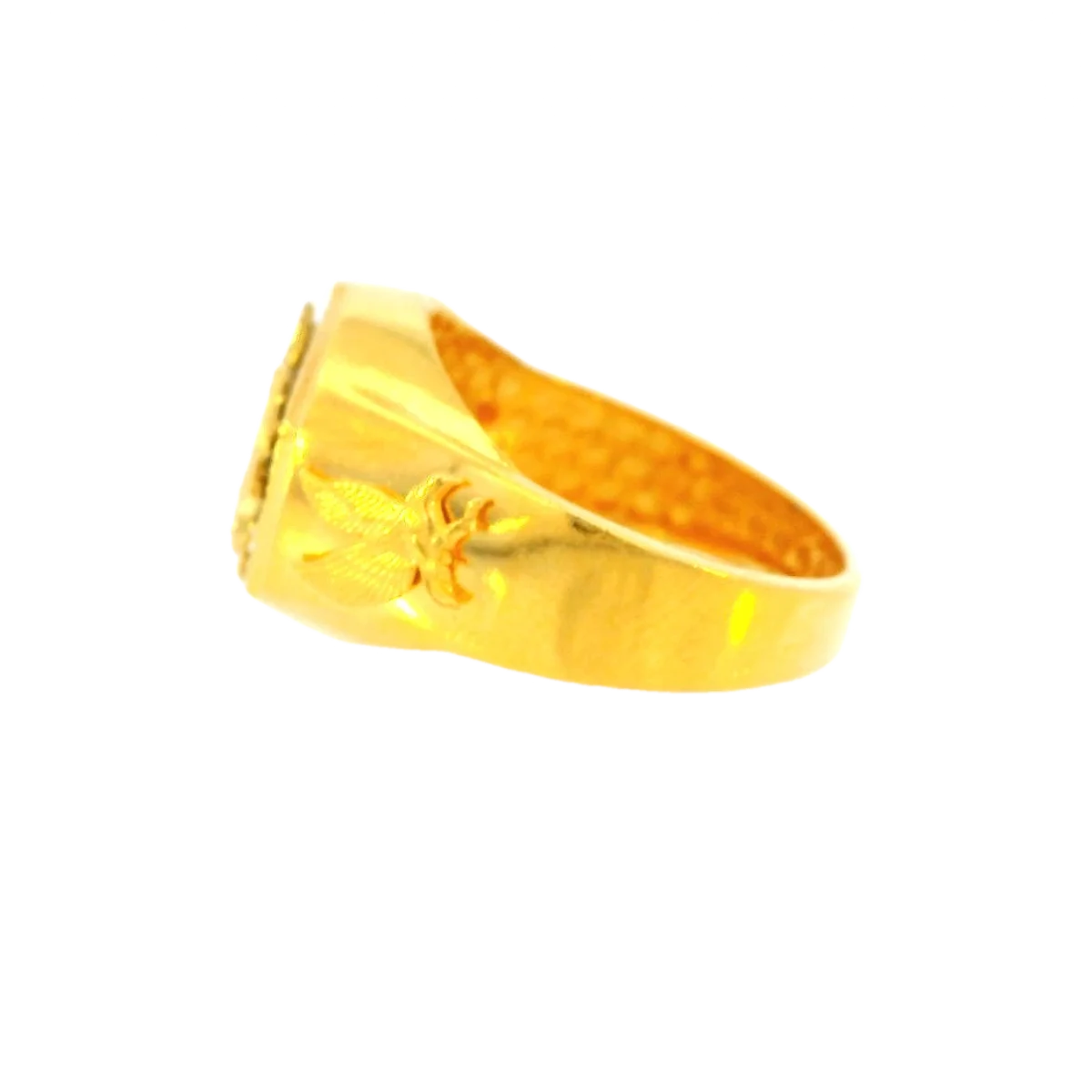 Two-Tone 22K Yellow & White Gold Men’s Ring – 5.9g, Size 10.2