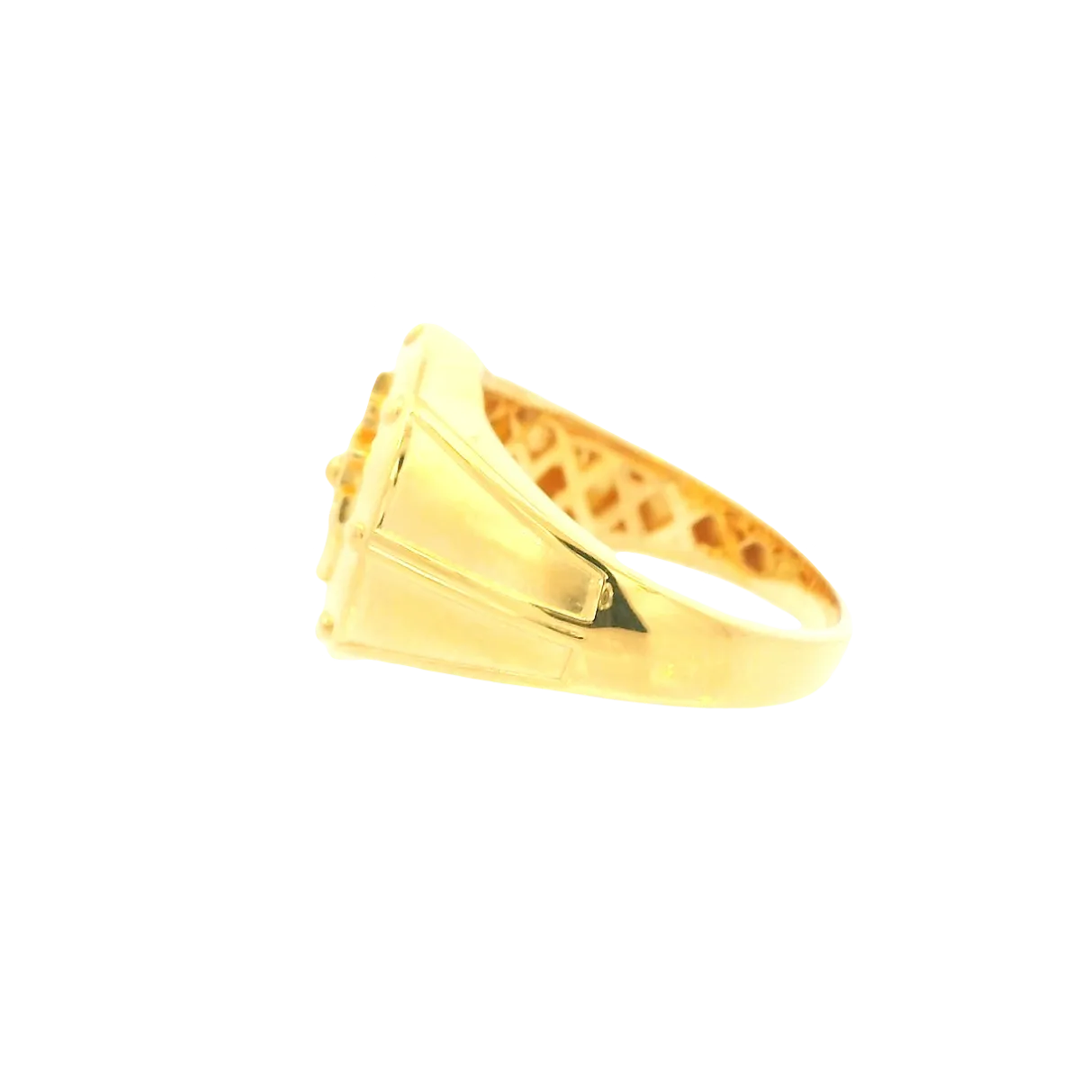 22K Men’s Yellow Gold Fancy Ring – 10.3g, Polished Finish, Resizable, Size 9.5
