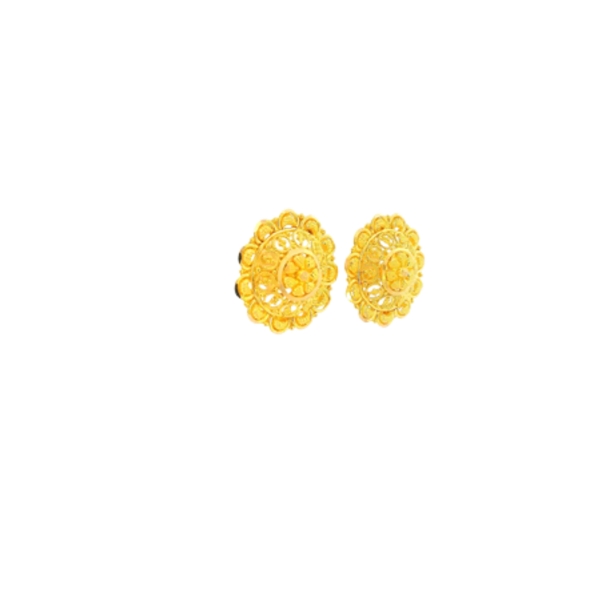 22K Yellow Gold Traditional Stud Earrings | Classic Polished Tops