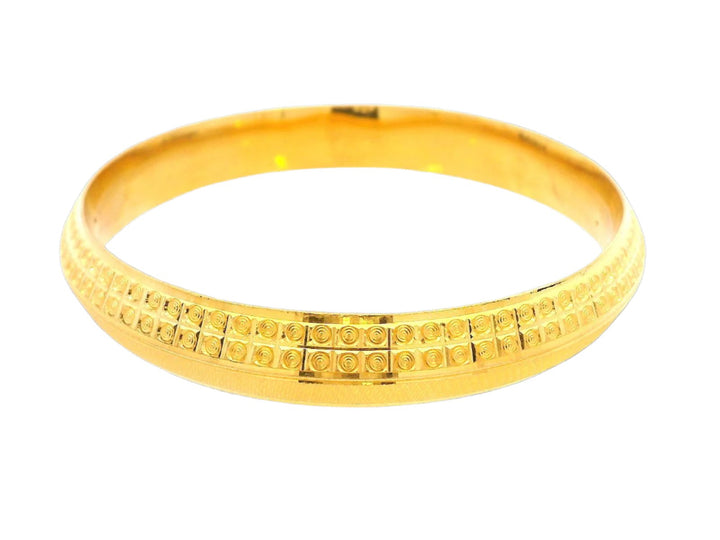 Bold 22k Yellow Gold Bangle with Geometric Detailing