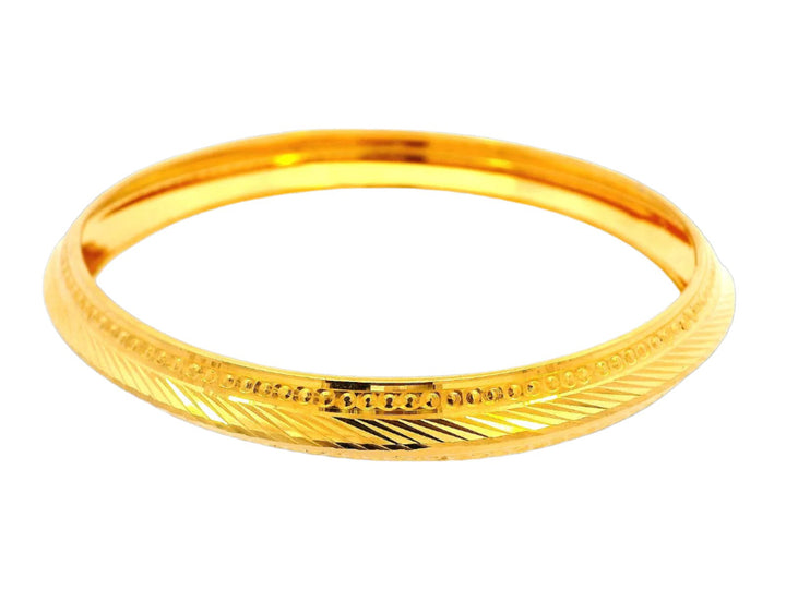 Classic 22k Yellow Gold Bangle with Dual Patterned Detailing