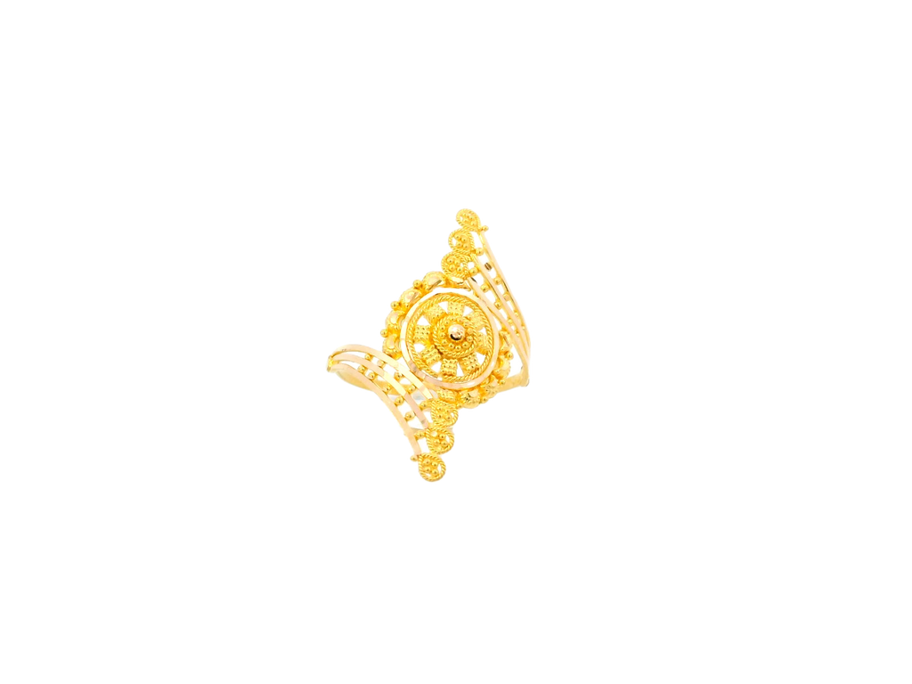 Ornate 22K Yellow Gold Ring with Intricate Detailing