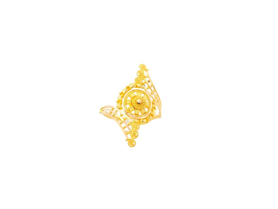 Ornate 22K Yellow Gold Ring with Intricate Detailing