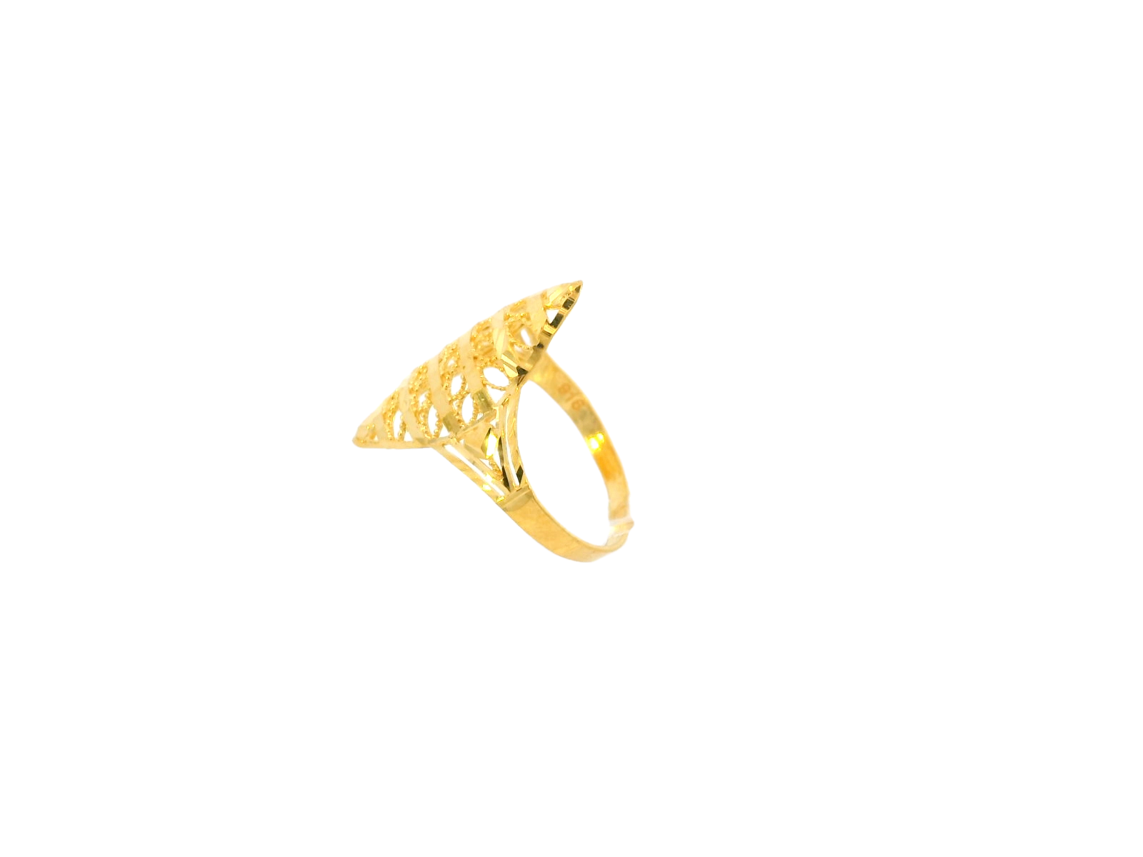 Sleek 22K Yellow Gold Diamond-Shaped Ring