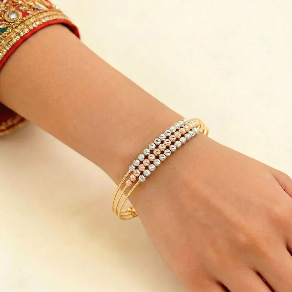 22K Tri-Color Gold Ladies Bracelet – Yellow, White &amp; Rose Gold