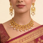 22K Classic Luster Round Pearl Bead Necklace in Yellow Gold