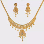Double Layered Yellow Gold Bar and Bead Necklace
