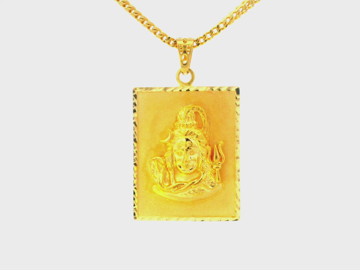 22K Yellow Gold OM and Lord Shiva Pendant
