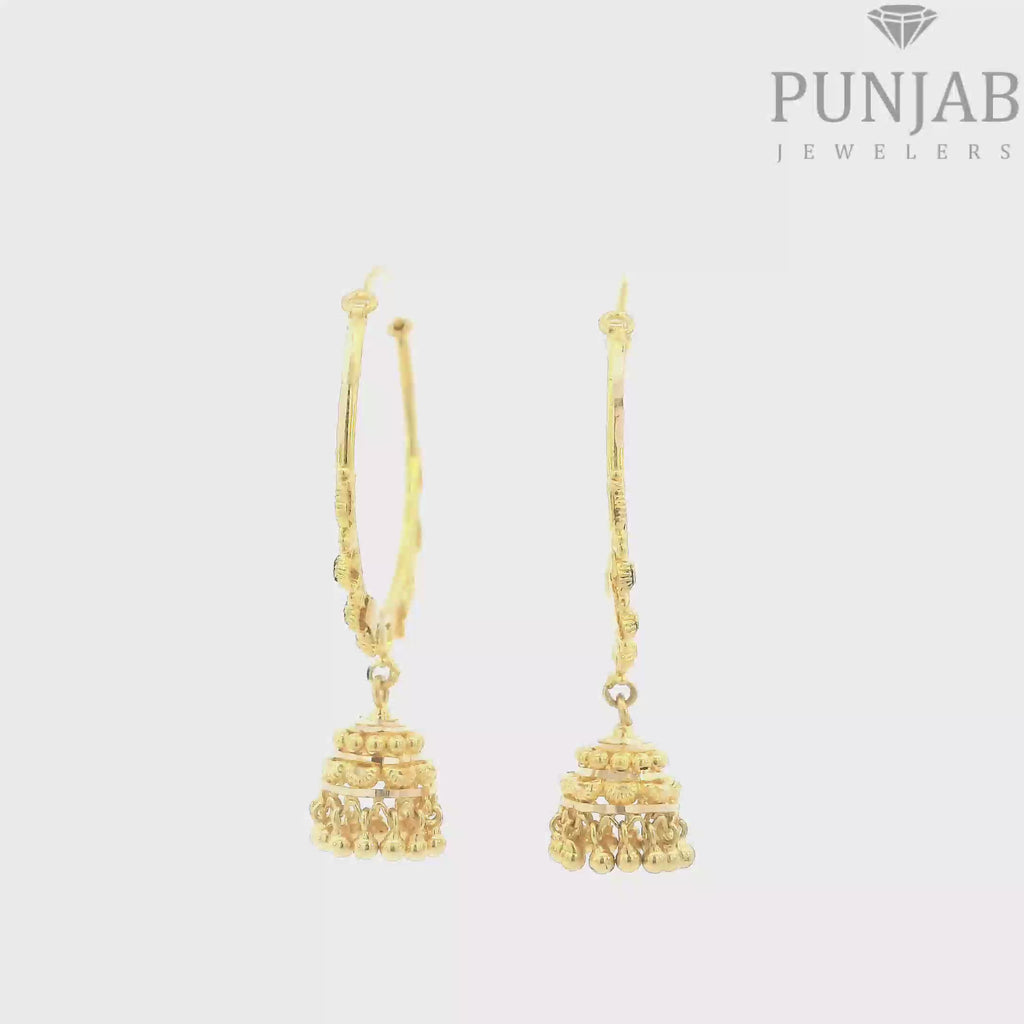22K Yellow Gold Traditional Hoop Earrings