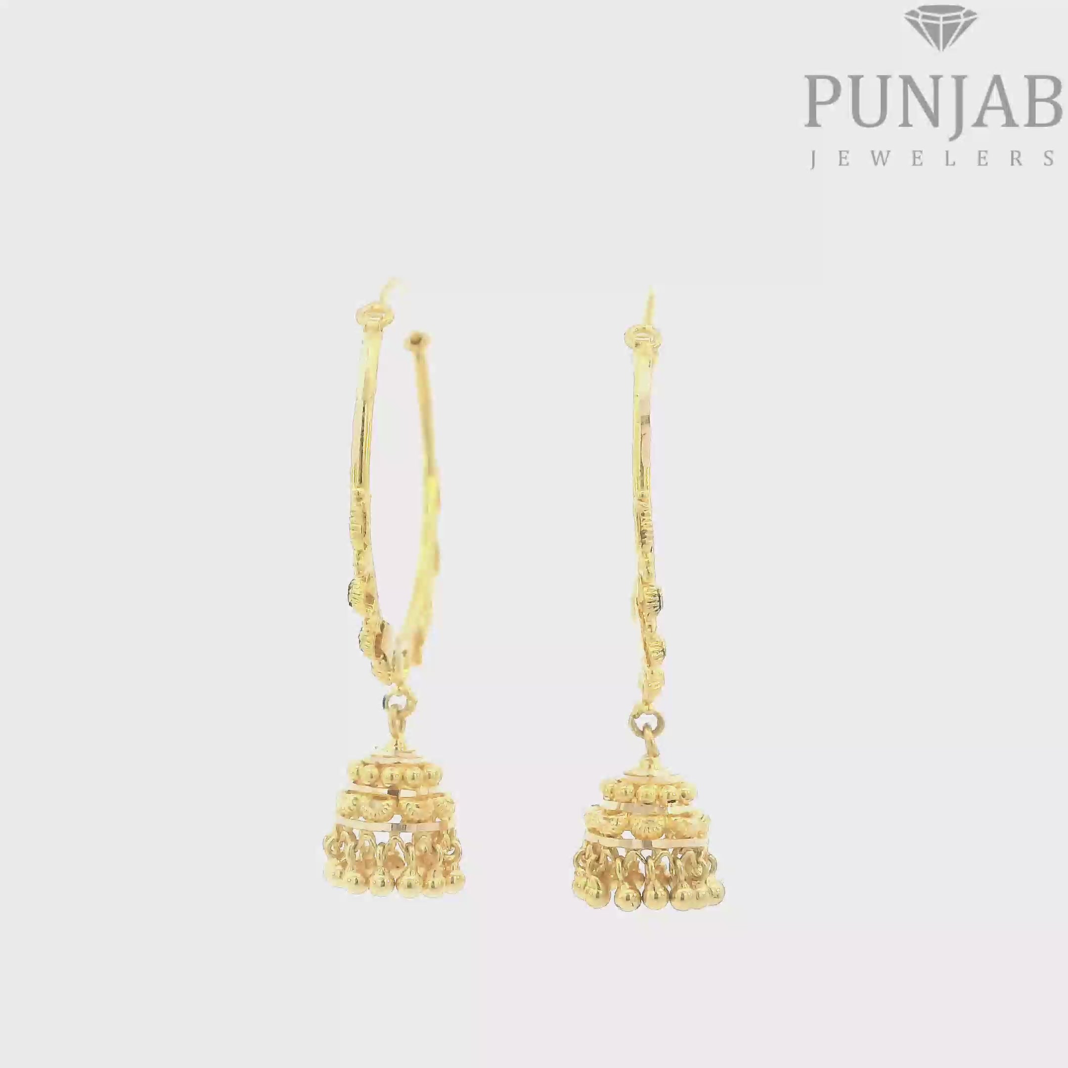 22K Yellow Gold Traditional Hoop Earrings