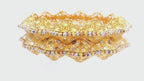 22K Yellow, White, and Rose Gold Bangles with Intricate Floral Openwork (Set of 2)