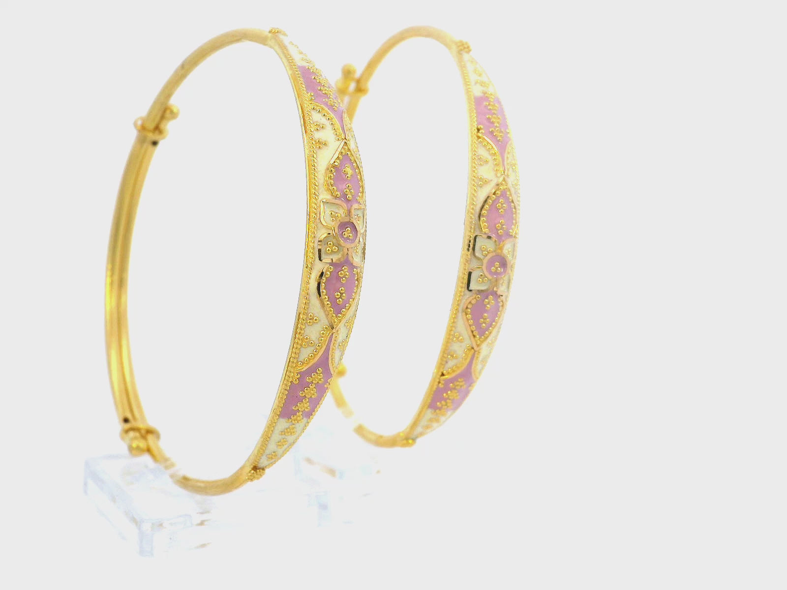 22K Yellow Gold Adjustable Meenakari Bangles