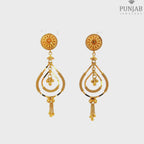 22K Yellow Gold Hanging Earrings with Screw Back